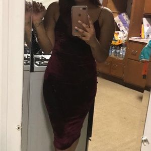 Burgundy velvet dress